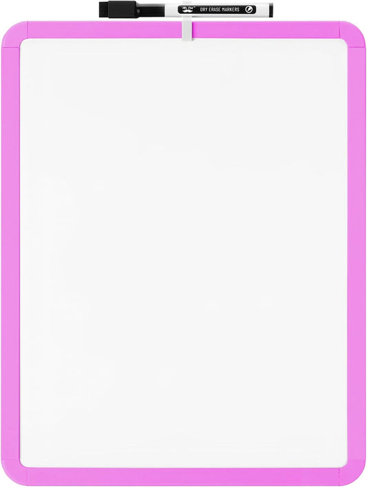 Small White Board, 14" x 11", Orchid Frame, Marker Included
