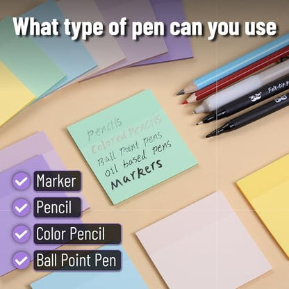 Mr. Pen- Transparent Sticky Notes, 3”x3”, Morandi Colors, 12 Pads, 600 Sheets, See Through Sticky Notes, Bulk Sticky Notes Transparent