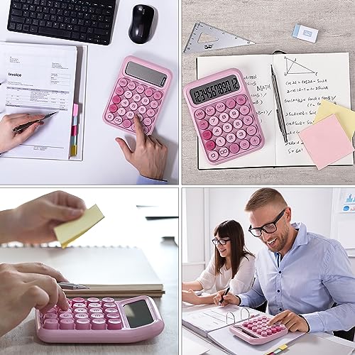 Mechanical Switch Calculator, 12 Digits, Large LCD Display, Pink Calculator Big Buttons, Mechanical Calculator, Calculators Desktop Calculator, Cute Calculator, Aesthetic Calculator Pink