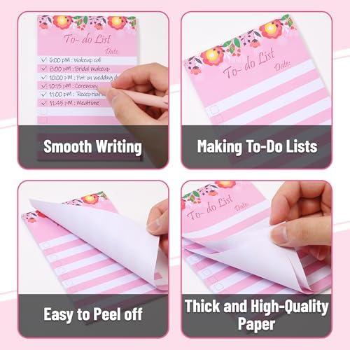 To Do List Sticky Notes 4x6, 4 Pads, 200 Sheets, Floral Header