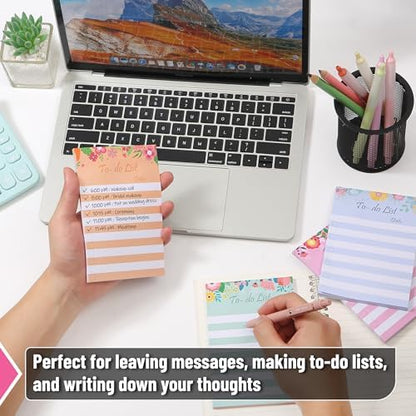 To Do List Sticky Notes 4x6, 4 Pads, 200 Sheets, Floral Header