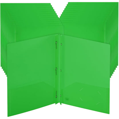 Mr. Pen- Plastic Folders with Pockets and Prongs, 24 Pack, Letter Size, Green