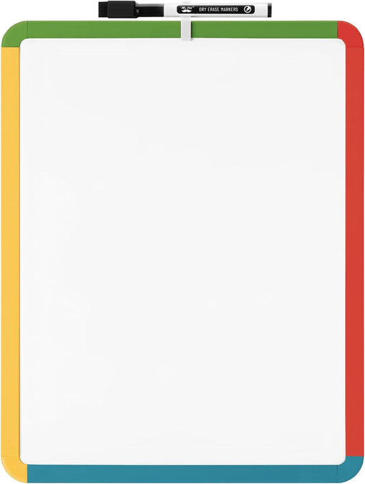 Student White Board, 14" x 11", Colorful Frame, Marker Included