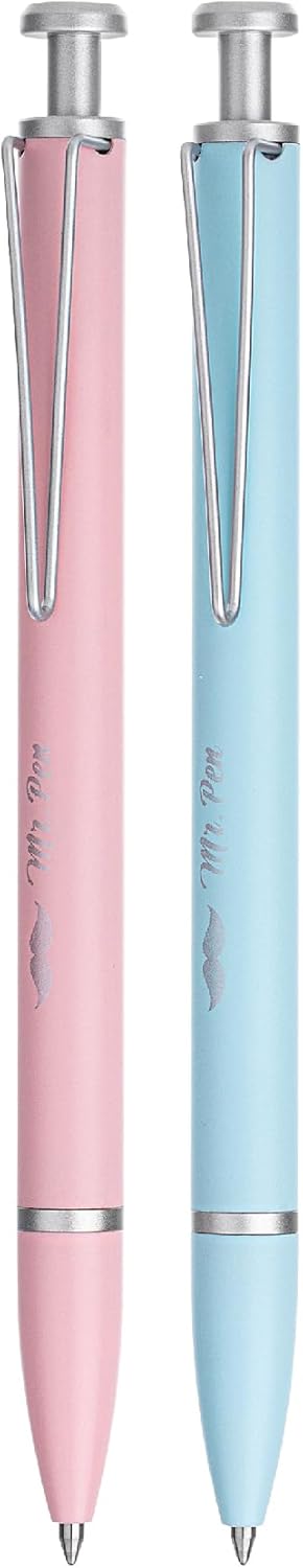 Mr. Pen- Metal Retractable Gel Pen, 2 Pack, 2 Refills, Blue & Pink, Black Ink, Metal Barrel Gel Pens Fine Point 0.7mm