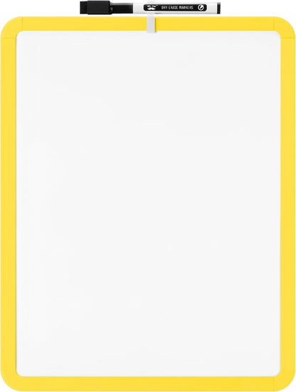 Dry Erase Board, 14” x 11” with a Black Dry Erase Marker, Yellow Frame, Small White Board, White Board for Kids, White Board for Students, Small Dry Erase Board, Mini White Board