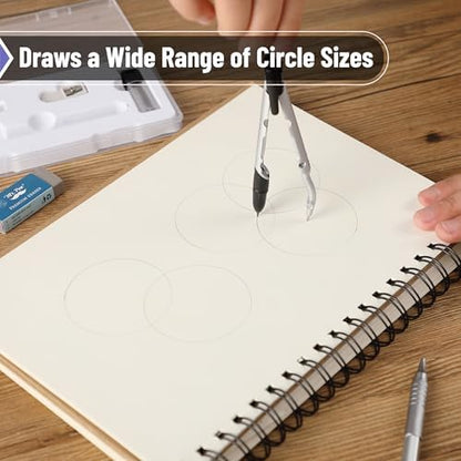 Convertible Compass for Geometry, Drafting, 5-Inch Circles