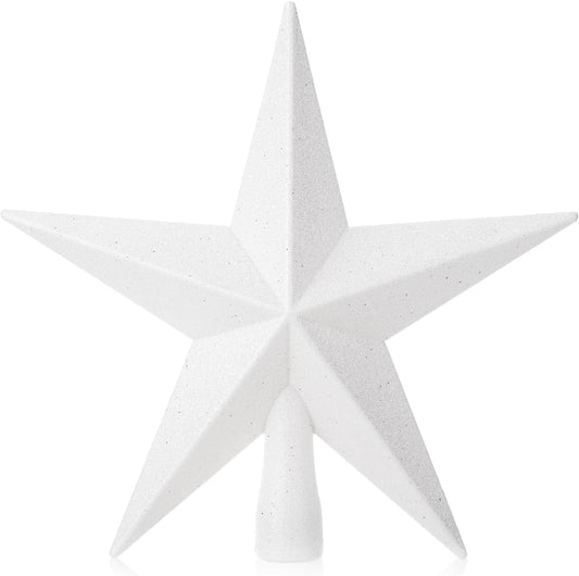 Mr. Pen- Glitter Star Tree Topper, 8-Inch, White Star Christmas Tree Topper Star, Christmas Tree Star Topper