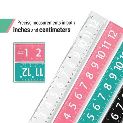 Mr. Pen- Plastic Rulers with Large Numbers, 12-Inch, 4 Pack, Metric & Imperial
