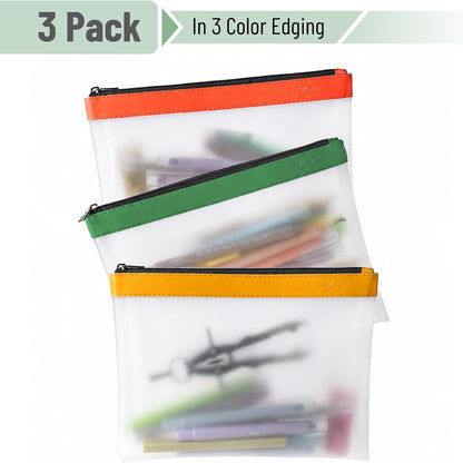 Mr. Pen- Clear Pencil Pouch, 9" x 6.88", 3 Pack, Durable TPU Material Large Water-Resistant Pencil Bags with Smooth Zipper, Multipurpose Clear Pouch for Stationery, School, Office