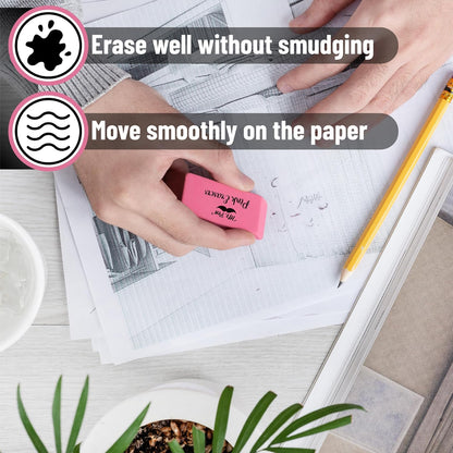Mr. Pen- Pink Pencil Eraser, 6 Pack, Large Latex Free | Block Erasers for School, Office, Art Sketching, Homework, Exams, Clean Smudge-Free Correction