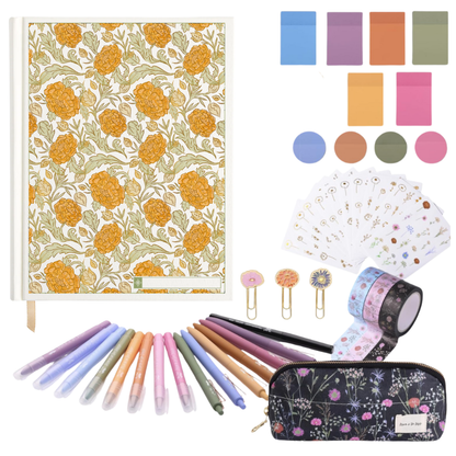 ESV Custom Single Column Journaling Bible®, Floral Hardcover with Name Box – Pink, Blue, Cream, or Marigold