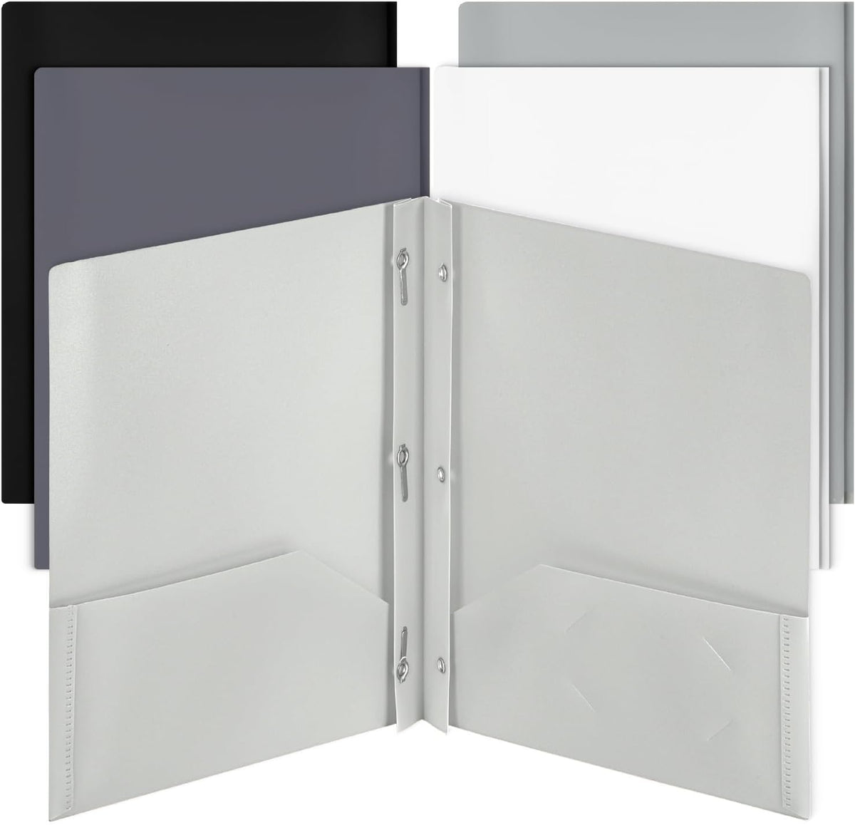 Mr. Pen- Plastic Folders with Pockets and Prongs, 5 Pack, Letter Size, Flexible Plastic Folders with Prongs