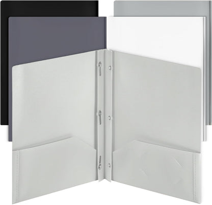Mr. Pen- Plastic Folders with Pockets and Prongs, 5 Pack, Letter Size, Flexible Plastic Folders with Prongs
