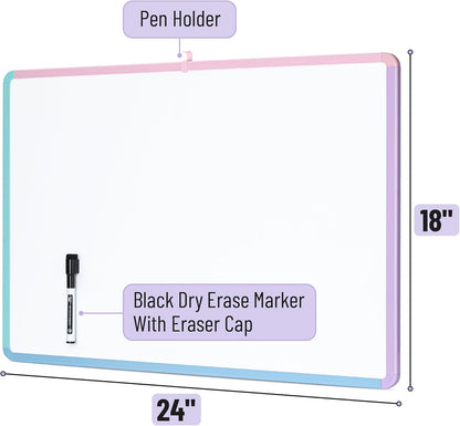 Mr. Pen- Dry Erase Board, 18” x 24” with a Black Marker, Colorful Frame, Dry Erase Board for Wall