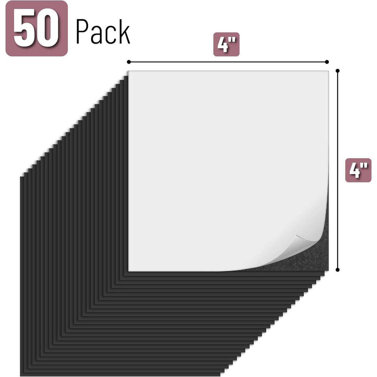 Mr. Pen- Adhesive Magnetic Sheets, 4" x 4", 50 Pack, Magnetic Sheet, Magnetic Paper