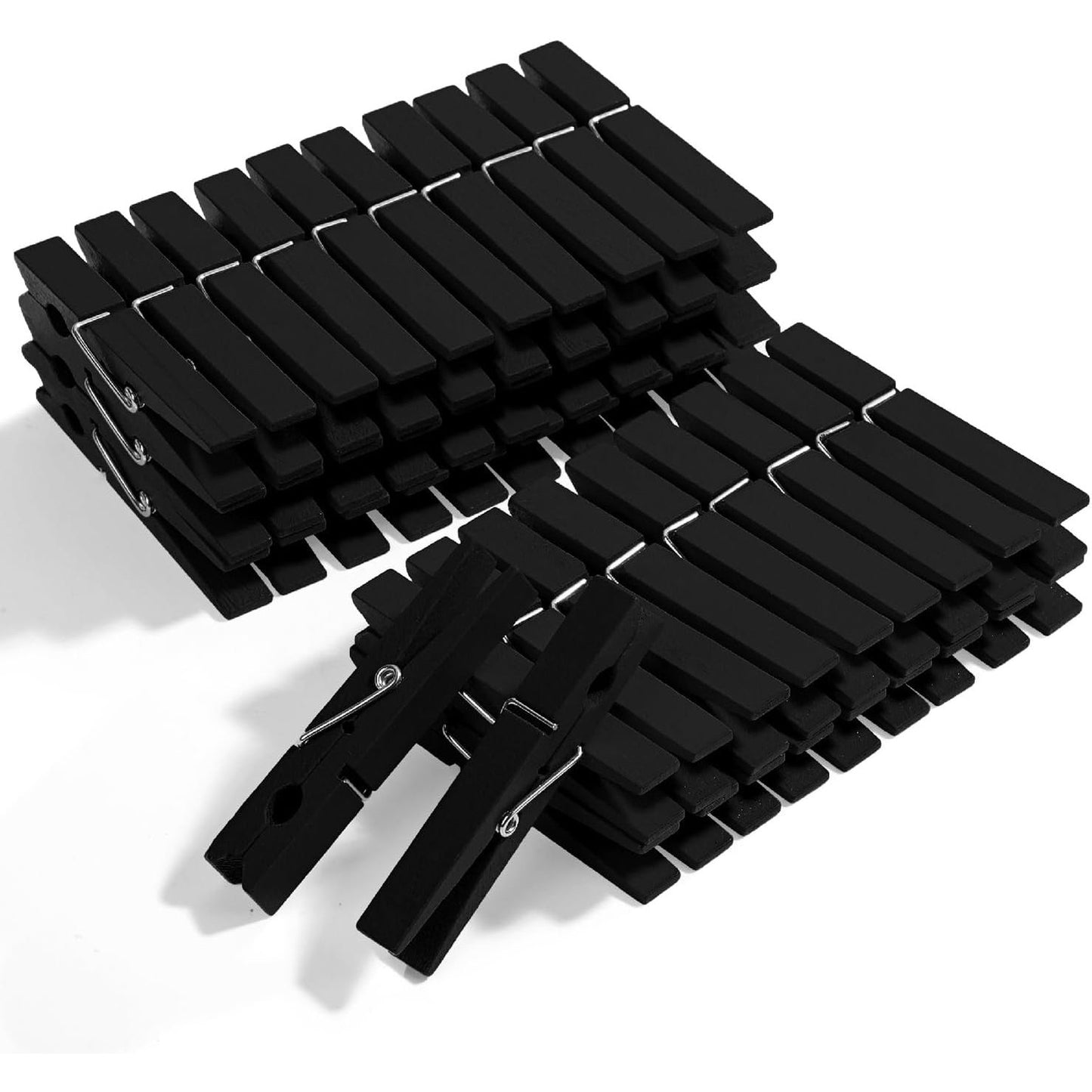 Clothes Pins, Wooden Black, 50 Pack, 2.9 Inch, Strong Grip