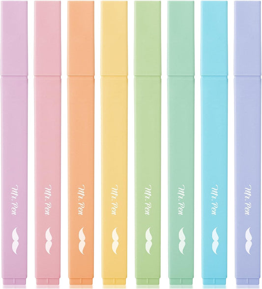 Mr. Pen- Aesthetic Highlighters, 8 pcs, Chisel Tip, Pastel Colors, Cute Highlighters Assorted Colors