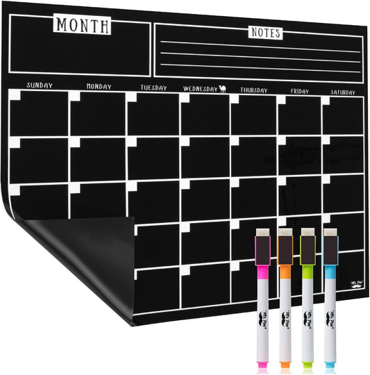 Dry Erase Calendar for Fridge, Magnetic, 14.7 x 11.8", Magnetic Calendar with 4 Dry Erase Markers, Magnetic Calendar for Fridge, Magnetic Whiteboard Calendar, Dry Erase Fridge Calendar