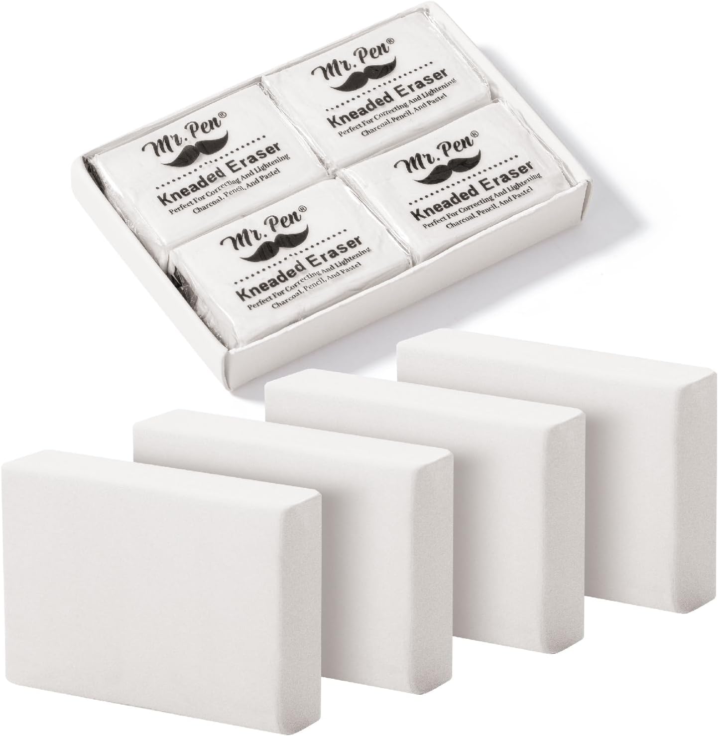 Mr. Pen- Kneaded Eraser, 4 Pack, White, Kneaded Erasers for Artists