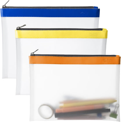 Mr. Pen- Clear Pencil Pouch, 3 Pack, Durable TPU Material, Large Water-Resistant Pencil Bags with Smooth Zipper