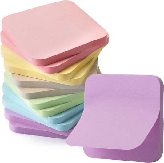 Sticky Note Set, 12 Pads, 720 Sheets, 2.8" x 2.8", 6 Pastel Color, Round Corner Colored Sticky Notes, Colorful Sticky Note, Sticky Pads, Colorful Sticky Notes, Stick Notes, Sticky Note Pad