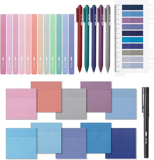 Mr. Pen- Aesthetic Book Annotation Kit, 38 pcs, Aesthetic Highlighters and Gel Pens, Transparent Sticky Notes