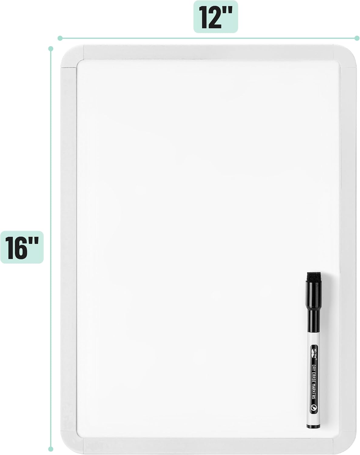 Mr. Pen- Dry Erase Board, 12” x 16” with a Black Dry Erase Marker, White Frame, Small White Board