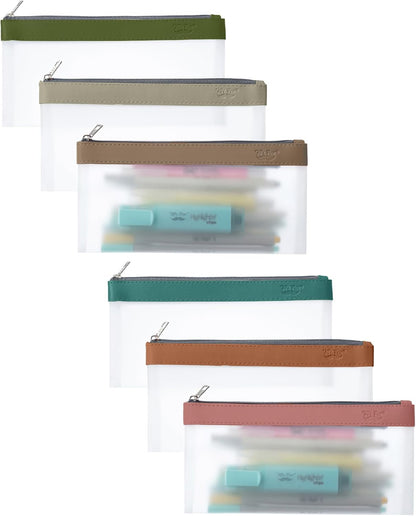 Mr. Pen- Clear Pencil Pouch, 6 Pack, Colorful, Pencil Bags, Clear Makeup Pouch