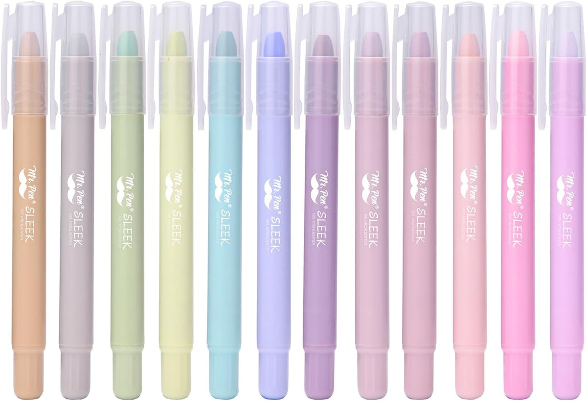 Mr. Pen- Gel Highlighter, 12 Pack, Morandi Colors, Bible Highlighters No Bleed