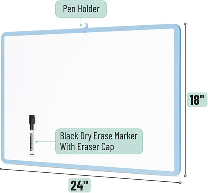 Mr. Pen- Dry Erase Board, 18” x 24” with a Black Marker, Pastel Blue Frame, Dry Erase Board for Wall