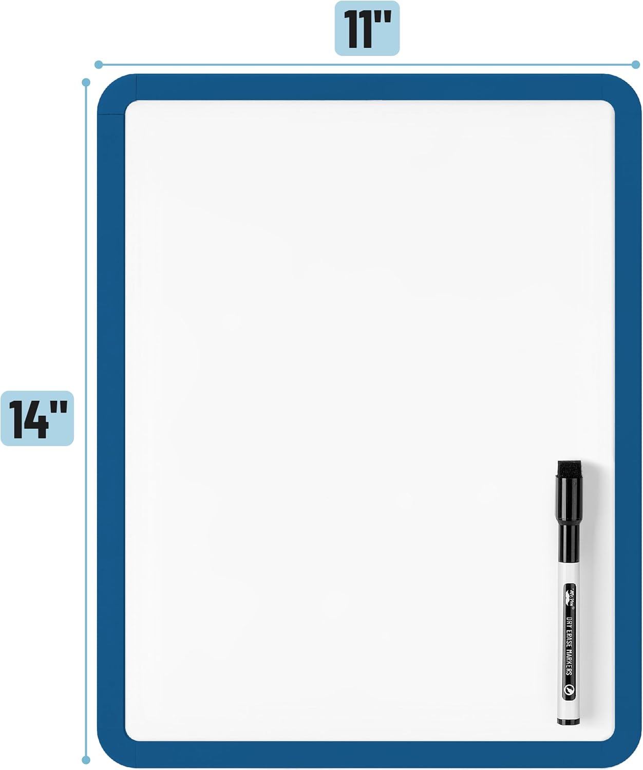 Dry Erase Board, 14” x 11” with a Black Dry Erase Marker, Dark Blue Frame, Small White Board, White Board for Kids, White Board for Students, Small Dry Erase Board, Mini White Board