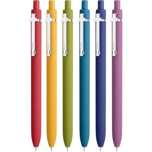 Mr. Pen- Retractable Gel Pens for Journaling, 6 Pack, 0.5 mm Black Ink, Vintage Barrel with Silver Cross Clip