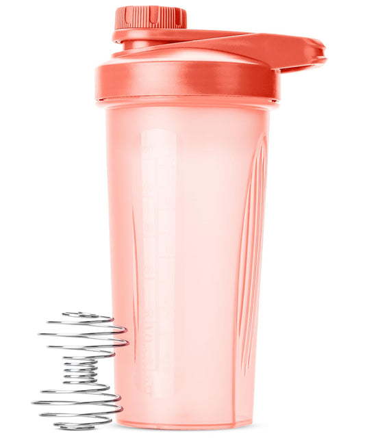 Shaker Bottles for Protein Mixes with Twist Cap, 28 oz, Coral Pink Protein Shaker Bottle with Wire Whisk Ball, Shaker Cup, Mixer Bottle, Protein Shake Bottles, Protein Shake Bottle