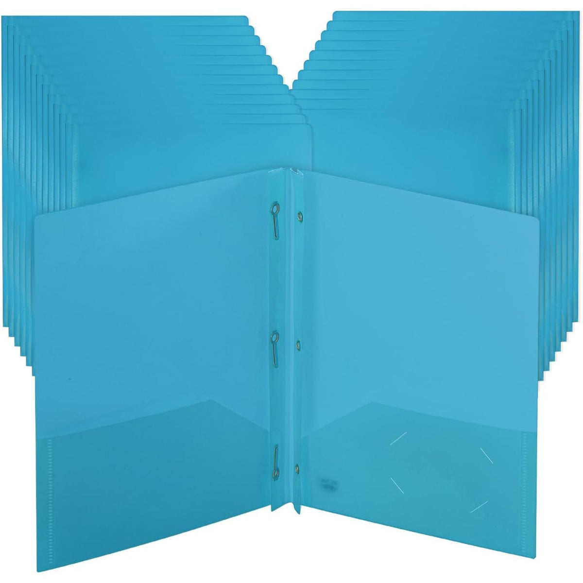 Mr. Pen- Plastic Folders with Pockets and Prongs, 24 Pack, Letter Size, Blue