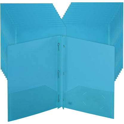 Mr. Pen- Plastic Folders with Pockets and Prongs, 24 Pack, Letter Size, Blue