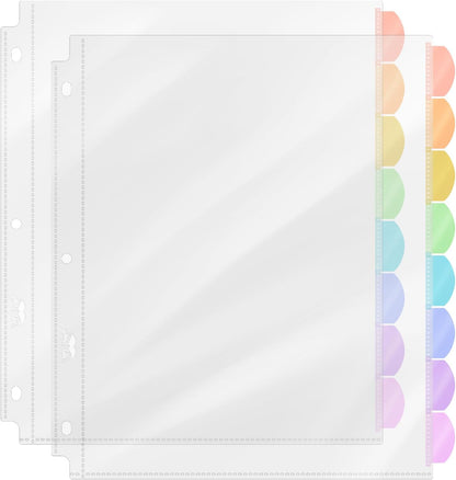 Mr. Pen- Clear Sheet Protectors with Binder Tabs, 8 Tabs, 2 Sets, Pastel,