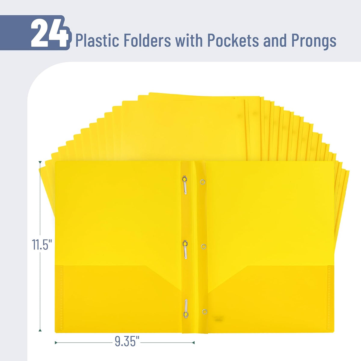 Mr. Pen- Plastic Folders with Pockets and Prongs, 24 Pack, Letter Size, Yellow