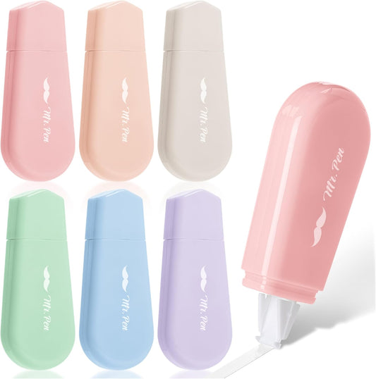 Mr. Pen- Aesthetic Correction Tape, 0.2" x 197", 6 pcs, Pastel Colors, Cute White Out Tape Correction Tape