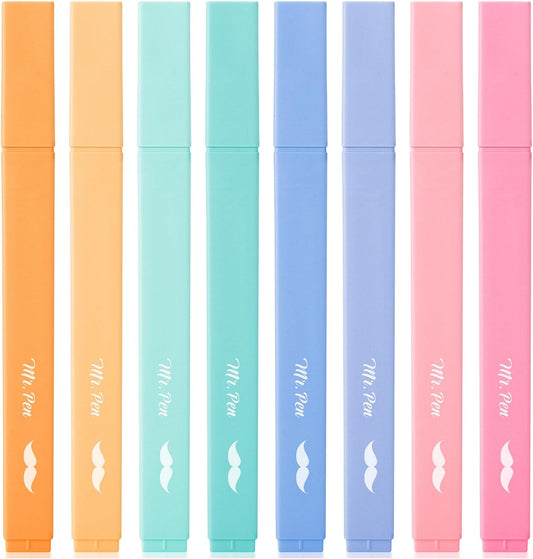 Aesthetic Highlighters, 8 pcs, Chisel Tip, Assorted Colors, Cute Highlighters Assorted Colors, Bible Highlighters and Pens No Bleed, No Bleed Highlighters for Bible Pages No Bleed