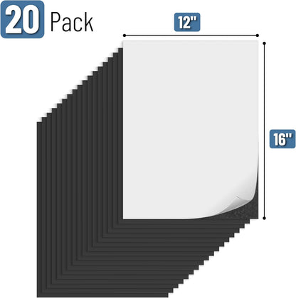 Mr. Pen- Flexible Magnetic Sheets with Adhesive Backing, 12" x 16", 20 Pack, Magnet Sheets with Adhesive