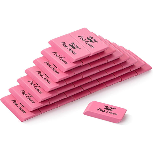 Classic Pink Pencil Erasers, 36 Pack, Large Block Erasers