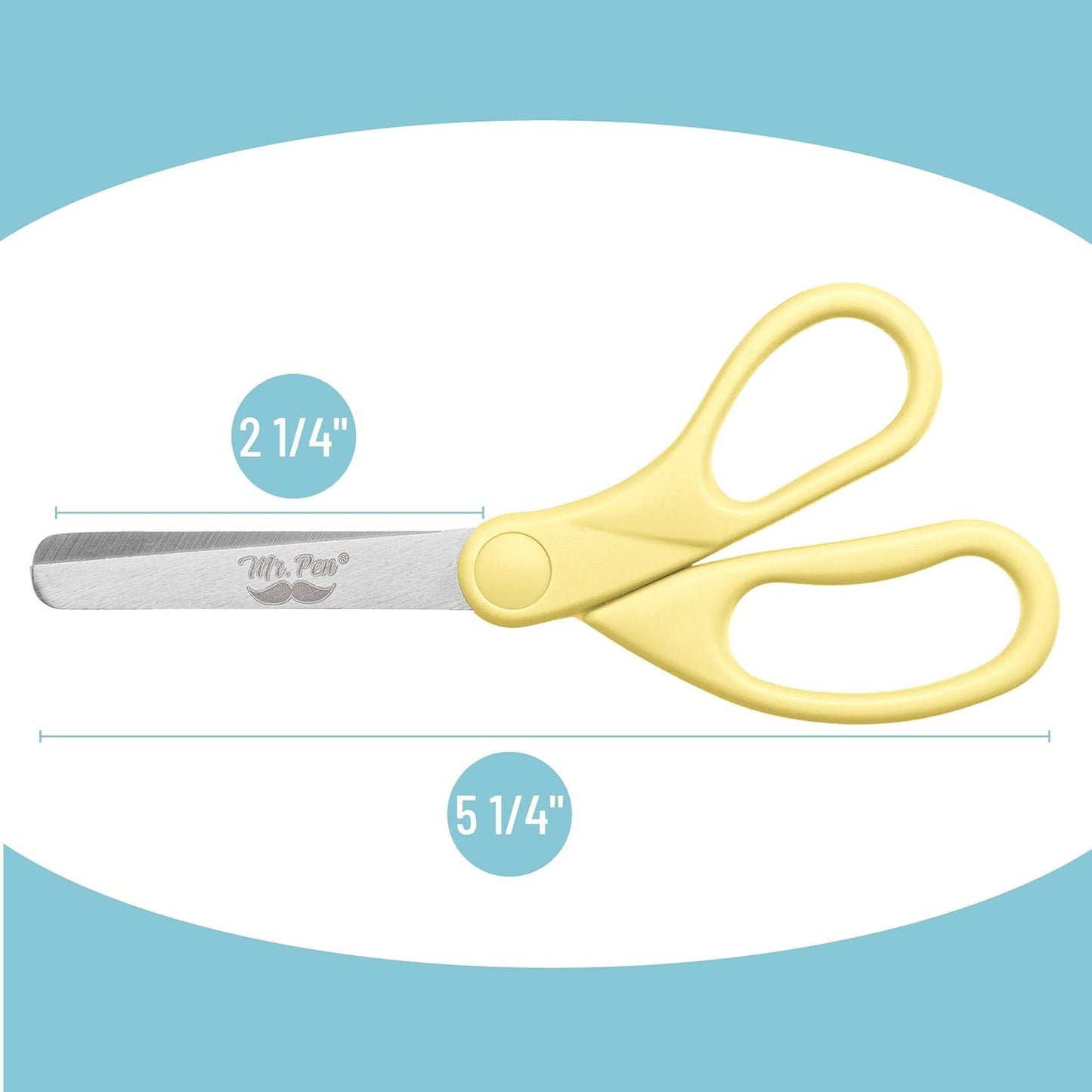 Kids Scissors 6 Pack, 5”, Blunt Tip, Pastel Handles, Ages 4+