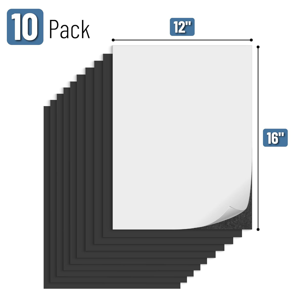 Mr. Pen- Flexible Magnetic Sheets with Adhesive Backing, 12" x 16", 10 Pack, Magnet Sheets with Adhesive