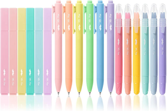 Aesthetic Highlighters and Gel Pens, 18 Pack, Gel Highlighters for Bibles, Pastel Color Highlighters, Assorted Color Gel Pens, Highlighter Pens, Pastel Color Bible Highlighter No Bleed