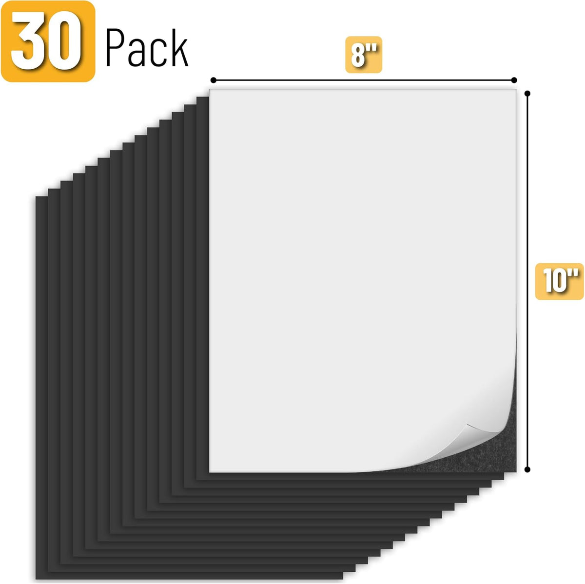 Mr. Pen- Flexible Magnetic Sheets with Adhesive Backing, 8" x 10", 30 Pack, Magnet Sheets with Adhesive