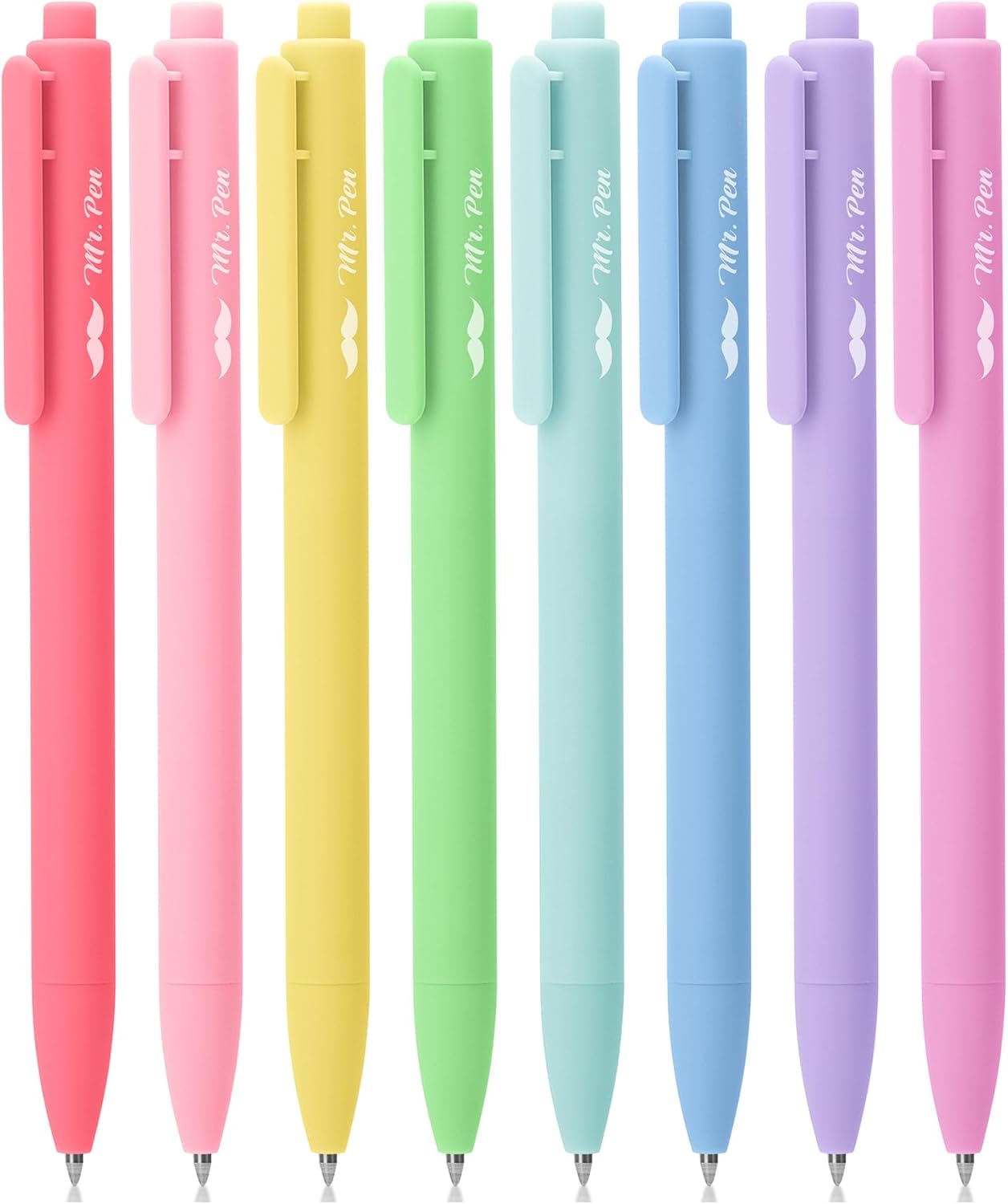 Mr. Pen- Retractable Gel Pens, 8 Pack, Pastel Ink Gel Pens, Gel Pens Fine Point 0.7mm