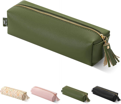 PU Leather Pencil Case, Green, Pencil Case Small Pencil Pouch Aesthetic Pencil Case, Cute Pencil Case Aesthetic, Leather Pencil Pouch Small Pencil Case Cute, Pencil Case for School