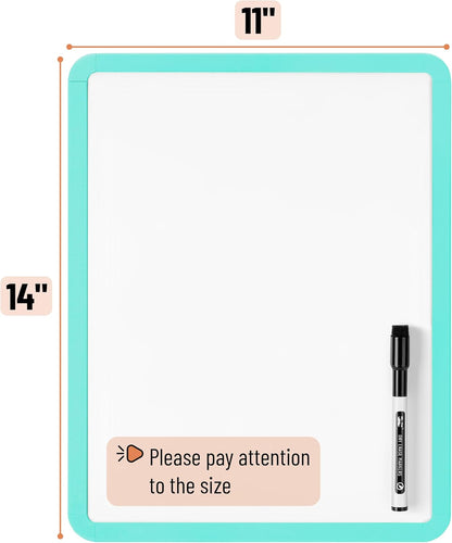 White Board for Kids, 14" x 11", Turquoise Frame, Marker