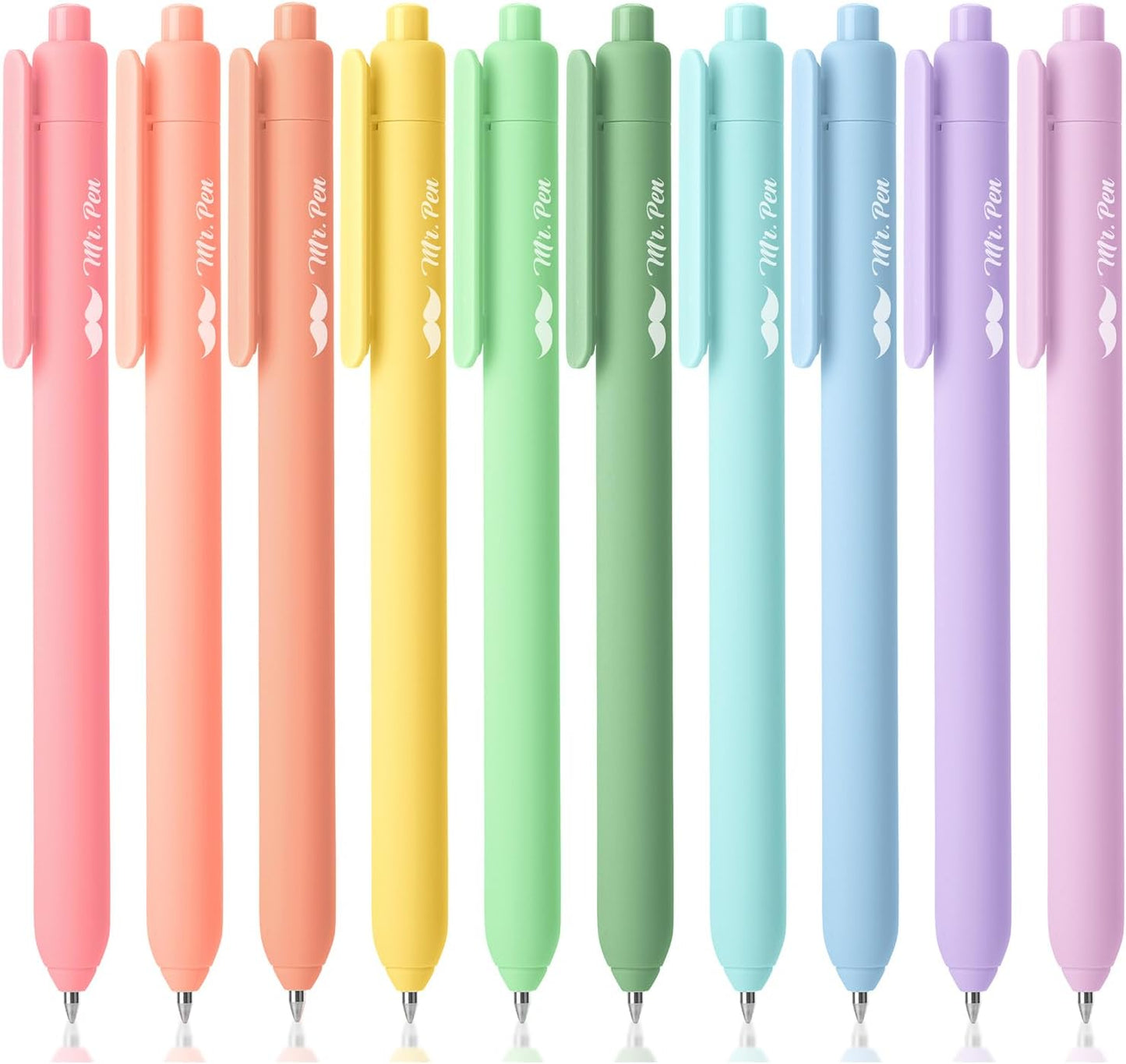 Mr. Pen- Retractable Gel Pens, 10 Pack, Pastel Color Ink Gel Pens, Gel Pens Fine Point 0.7mm