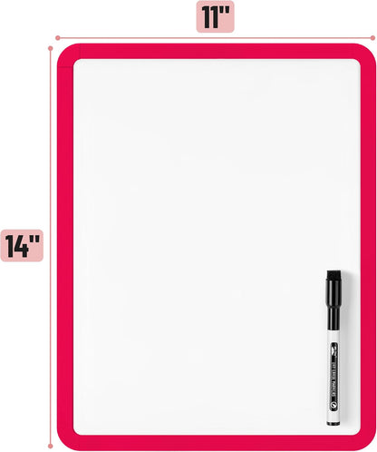 Mr. Pen- Dry Erase Board, 14” x 11” with a Black Dry Erase Marker, Red Frame, Small White Board